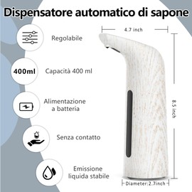 Automatic Soap Dispenser 400 ml, Automatic Soap Dispenser without Contact, Intelligent Sensor, 4 Levels, Design Bathroom Kitchen, Waterproof IP65