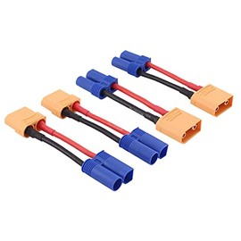 rflaueo 4pcs XT90 to EC5 Male Female RC Connector Adapter with 14awg 2inch Wire(E48-4)