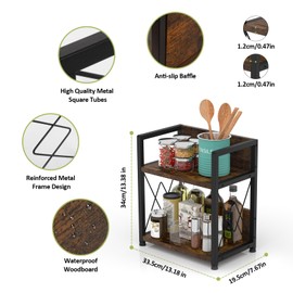 Aduanbang Coffee Bar Accessories Organizer, 2 Tier Wooden Kitchen Counter Shelf, Coffee Organizer Station for Countertop, Condiment Rack for Mugs, Cups, Cream, Syrup