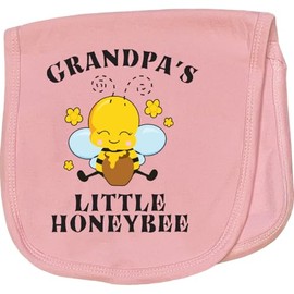 inktastic Cute Bee Grandpa's Little Honeybee with Stars Baby Burp Cloth Pink 38187