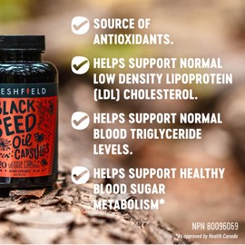 Freshfield Black Seed Oil: Thymoquinone, Premium (Black Cumin Seed Oil, Nigella Sativa) | Cold Pressed | Vegan | Ultra Strength | Pure and 100% Natural. (120 Capsules)