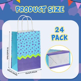 Epakh 24 Pcs Cartoon Animation Party Gift Bags Candy Cookie Paper Bags with Handles for Adults Birthday Party Favors (Purple Dots)