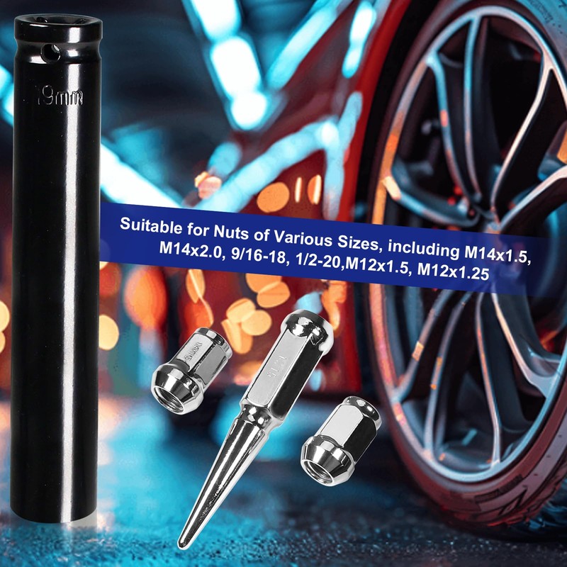 YUEARN Spike Lug Nuts Socket, Durable Socket with 19mm Hex,