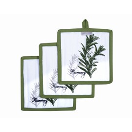 AMOUR INFINI Pot Holders, Unique Herb Garden Design, Pot Holders Heat Resistant, Made of 100% Cotton, Eco-Friendly & Safe, Set of 3, Pot Holder Size 8 x 8 inches, Pot Holders for Kitchen