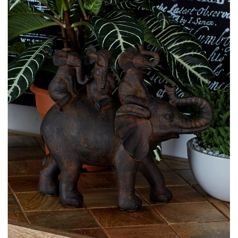 Deco 79 Polystone Elephant Decorative Sculpture Home Decor Statue, Accent