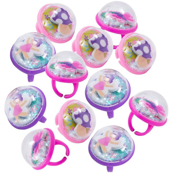 Fun Express Fairy Friends Snow Globe Rings - 12 Pieces