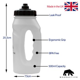 Bearactive Running Bottle Lightweight 500 ml Handheld Sports Water Bottles with Valve Sprout - BPA Free Plastic and Leak Proof - Runners Hand Grip Bottle (1 Bottle, Black)