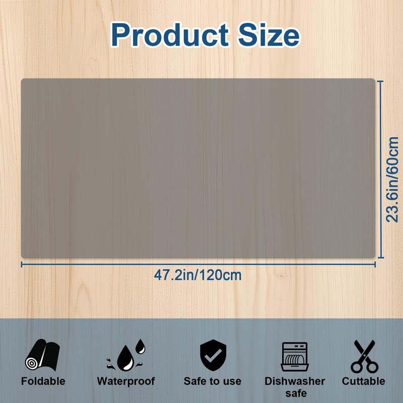 47.2''x23.6''(120cmx60cm) Large Silicone Mat for Kitchen Counter, Non-Slip Heat Resistant