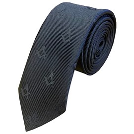 Men's Freemasons Masonic Black Woven Skinny Narrow Width 2" Neck Tie