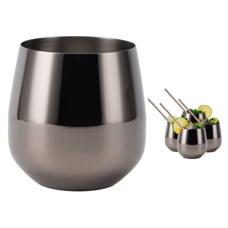 Stainless Steel Wine Glass Stemless Egg Shape 550ml Unbreakable Portable