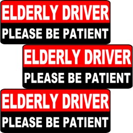 3 Pack Elderly Driver Car Magnet Sign, Senior Driver Magnet for Car, Please Be Patient Caution Sign to Old Grandma and Grandpa, Gag Prank Funny Gifts for Women, Men(RED)