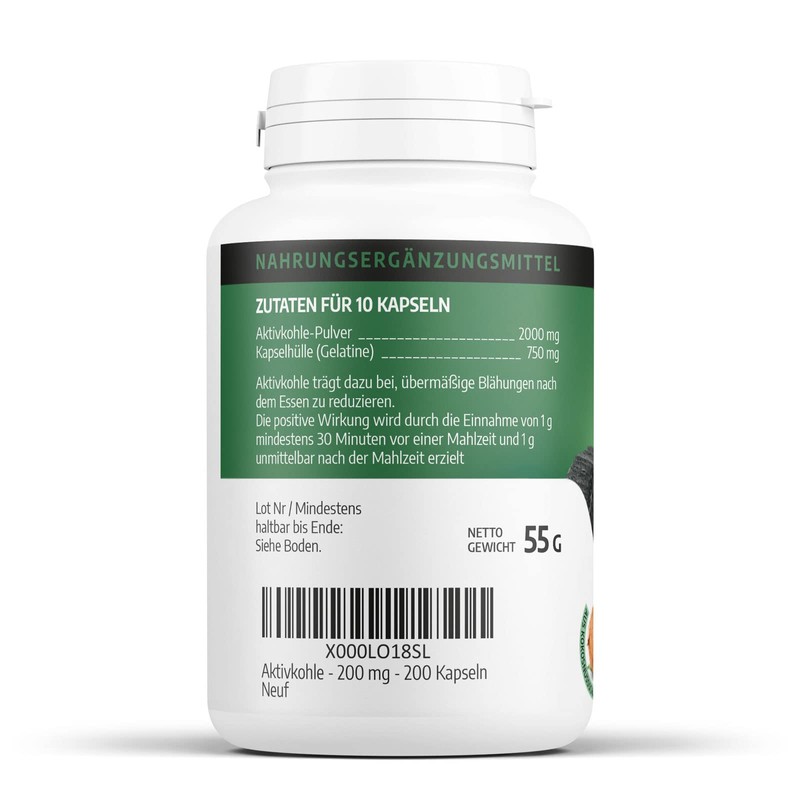 Activated Carbon - 200 mg - 200 capsules