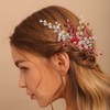 Jumwrit Bridal Hair Comb Red Rhinestone Crystal Wedding Hairpiece for