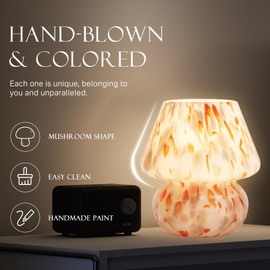 Dawnwake Mushroom Lamp Table Lamp for Bedroom,Small Desk Bedside Lamps for Living Room,Mushroom Decor Cute Mini Modern Mid Century Lamps for Night Stands,Aesthetic Home Living Room Decor(Flame Cream)