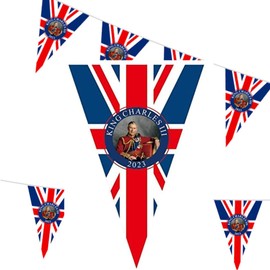 UK SELLER | 24Ft Long Coronation Bunting, Coronation Decorations, Union Jack, | Large Size Flags | Union Flag | King's Coronation Bunting String | King Charles Coronation Street Party Decoration