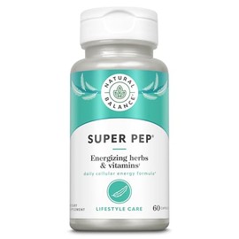 Natural Balance Super Pep | All Day Herbal Energy Supplement | with Eleuthero, Kola Nut, Gotu Kola, B-Vitamins & Chromium | 60 Capsules, 30 Servings
