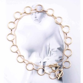 Cimenexe Punk O Ring Necklace Gold Circle Karma Choker Necklace Toggle Bar Necklace Chain Geometric Layered Necklace Chain Circle Collarbone Necklace Chain Jewelry for Women and Girls