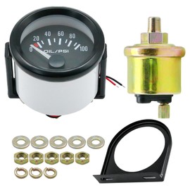 Zreneyfex Universal Oil Pressure Gauge Kit, 52 mm / 2 inch 12 Volts Auto Modified Meter Car Electromagnetic Oil Pressure Indicator, Robust Oil Pressure Gauge Sender for All 12 Volts Models