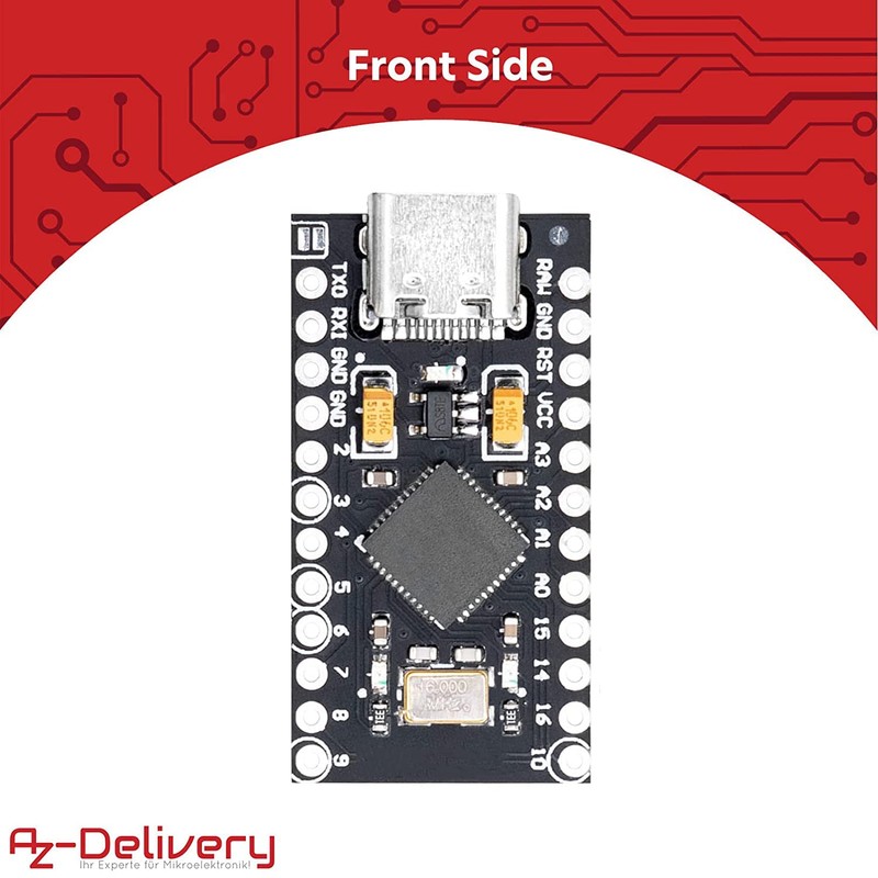 AZDelivery 5 x Pro Micro ATMEGA32U4 5V/16MHz Development Board Microcontroller