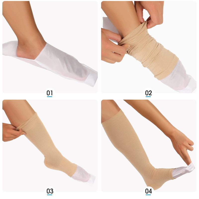 10 Pieces Easy Slide Open Toe Compression Sock Aid Slip