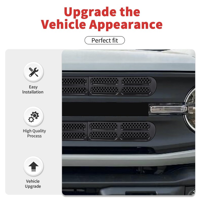 SQQP Front Grill Insert Mesh Grille Inserts Cover Kit 6Pcs