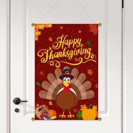 Thanksgiving Door Banner Decorations - Fall Leaves Outdoor Indoor Hanging Sign Party Supplies Ornaments