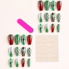 Christmas Press on Nails Medium Coffin Fake Nails with Stripe