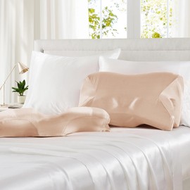 P Pothuiny 2 Pcs Satin Pillowcase for Cervical Pillow, Smooth Neck Pillow Case Cover Silky Soft Contour Cervical Pillow Cover with Zipper (Taupe)