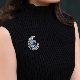 옷핀브로치 화려한 블루 코발트 옷핀 지르코니아 패션브로치 쿠빅 (WFJHPO0) Clothing Pin Brooch Fancy Blue Cobalt Clothing Pin Zirconia Fashion Brooch Cubic (WFJHPO0)