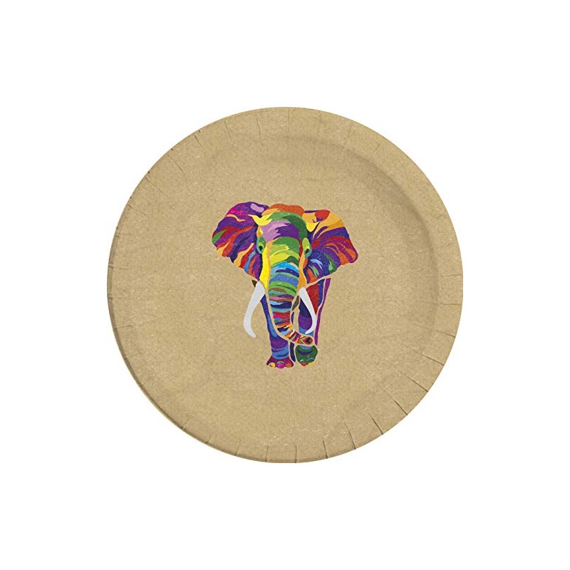 Procos 10067695 90604 Plate, Elephant, 23 cm, Pack of 8,