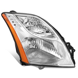 Auto Dynasty Headlights Assembly Compatible with 2010 2011 2012 Nissan Sentra Base S SL, Passenger Right Side Halogen Headlamps Replacement, NI2503196 OE Style, Chrome Housing Amber Corner