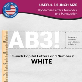 FreshCut Crafts 636 Pcs 1.5 in. White Bulletin Board Letters & Numbers, Capital Alphabet Letters, Numbers, Punctuation, US Made Card Stock Punch Out Letters for Posters, Bulletin Boards, Classroom