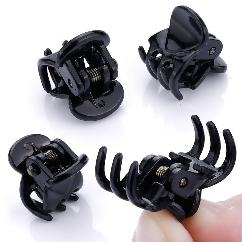 JANYUN 48Pcs Mini Hair Claw Clips, Black Brown Small Hair