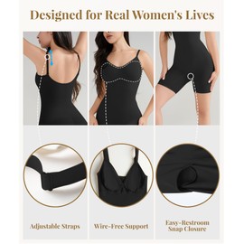 LUMIVAE Bodysuits for Women,Full Body Tummy Control Shaper,Seamless Snatched Waist Mid-Thigh,Spaghetti Strap Body Suit