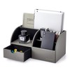 Vlando Desk Organiser with Drawer, Leather Office Stationery Desk Tidy