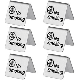 craspire Pack of 6 No Smoking Sign Made of Stainless Steel Metal Warning No Smoking Desk Logo Display Signs Double-Sided Table Stand for Hotels Hospitals Restaurants Offices Clubs