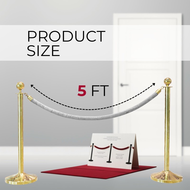 4 PCS White Velvet Rope - 5 Ft Red Carpet
