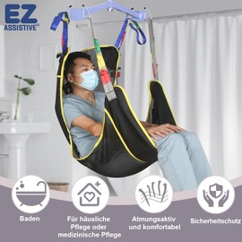 EZ Assistive Full Body Patient Lift Sling features a four points mesh sling for patient transfers and supports up to 500lbs (230kgs). (Medium)