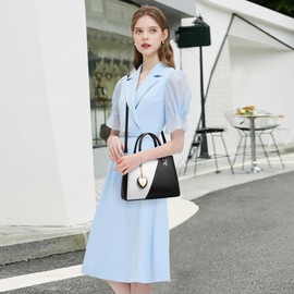 FOLOVEYA Fashion Women's Handbag Elegant Handbag Women with Heart Pendant PU Leather Shoulder Bag Shopper Top Handle Bags Shoulder Bag for Work Travel School Tote Bag, black / white, Women's handbag