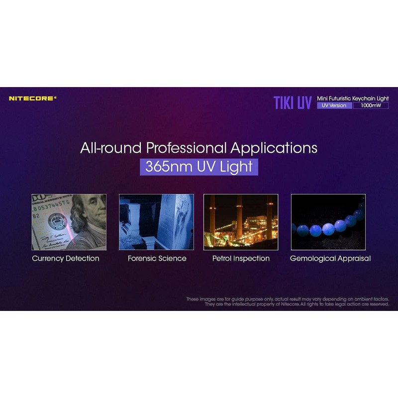 NITECORE TIKI UV Mini Futuristic LED Keychain Light-Built-in Rechargeable Li-ion