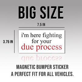 Magnet Sticker Due Process Magnetic I'm Here Fighting for FDT Anti Funny Leftist Feminist Social Justice Human Rights White Magnet for Bumper, Refrigerator, Cruise Door, Car, Truck 7.5x3.75in