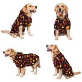 Fall Dog Costume Maple Thanksgiving Cosplay Clothes Sweaters Outfits Pullover Pets' Sweatshirt Hoodies with Pocket for Medium Large Dogs-L