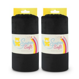 kullaloo Plush Fabric | Solid Black Minky Fabric for Sewing (Pack of 2) | Super Soft Cuddle Material | 39.5x29.5 | Plushies, Baby Blankets, Pillows, Dog Beds, Cat Beds, Baby Accessories, Apparel