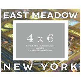 R and R Imports East Meadow New York Souvenir Wooden Photo Frame Matted 4 x 6 Inch - Full Color Destination Design Keepsake 4-Pack
