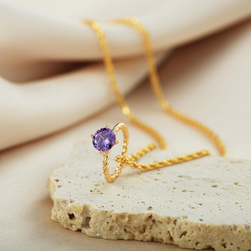 GDCOIN Birthstone Necklace for Women Cubic Zirconia Necklaces 18K Gold