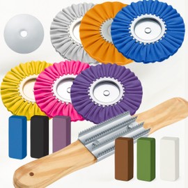 13PCS 8 Inch Aluminum Polishing Kit – Airway Buffing Wheels for Polishing and Compounds Set for Metal Rim Shine Restoration Grinder Compatible Wheel Polisher for Chrome Finishing and Surface Refining