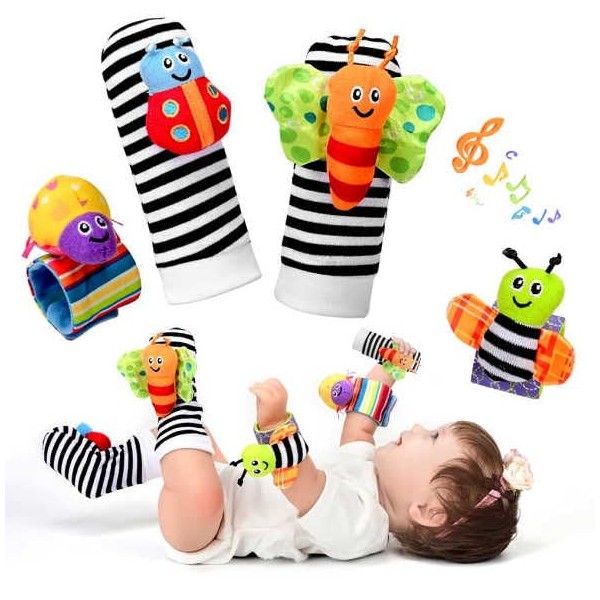 Generic Baby Rattle Socks with Wrist Rattles, Plush Animal Design,