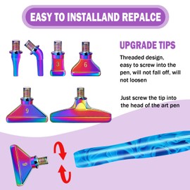 DoreenBow 28Pcs Diamond Art Painting Tools 4 Diamond Art Pens Metal Rainbow Tips Kit Stainless Screw Thread Tips Ergonomic Diamond Art Accessories for Adults with 12 Clay, Rainbow