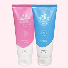 Happy Bath Cleansing Foam 1 Moist Hyaluron + 1 Refreshing Hyaluron (Total 2) Foam Cleansing Moisturizing Cleansing Face Wash Face Wash Foam Cleanser - 1 Moist Hyaluron + 1 Refreshing Hyaluron / 해피바스 클렌징폼 촉촉 히알루론1개+산뜻 히알루론1개 (총2개)  폼클렌징 보습클렌징 세안 세수 폼클렌저 - 촉촉 히알루론1개+산뜻 히알루론 1개