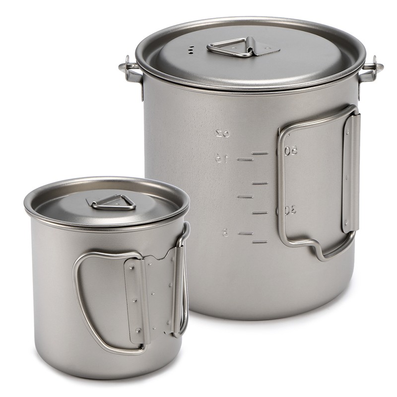 400ml 750ml Cup Set Ultralight Titanium Cup Hanging Pot Set